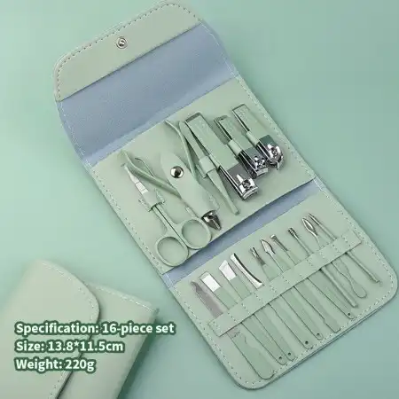 16pcs Stainless Steel Nail Cutter Tool Set (Green)