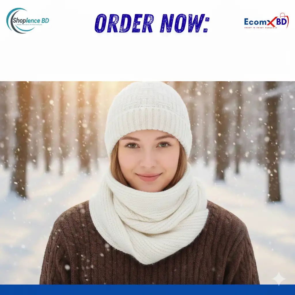 Winter Protection Windproof Cap with Scarf (off white)